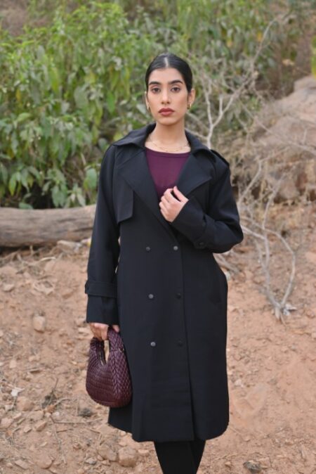 Black Trench Coat with back design