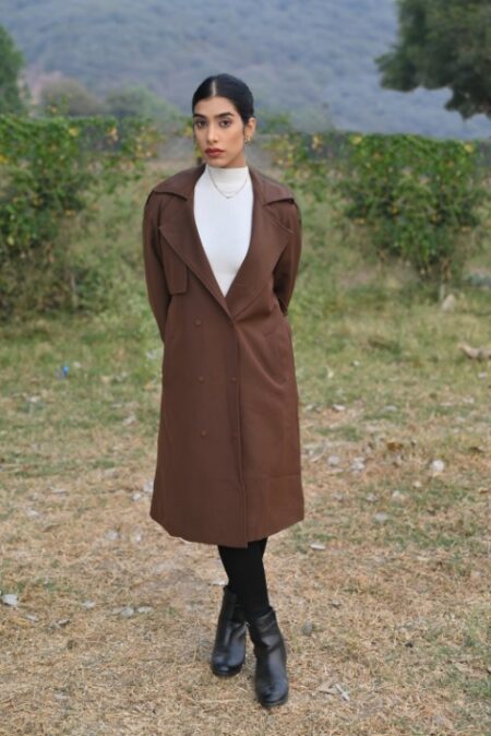 Brown Trench Coat with back design