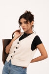 Elegant Élan Beige Waistcoat