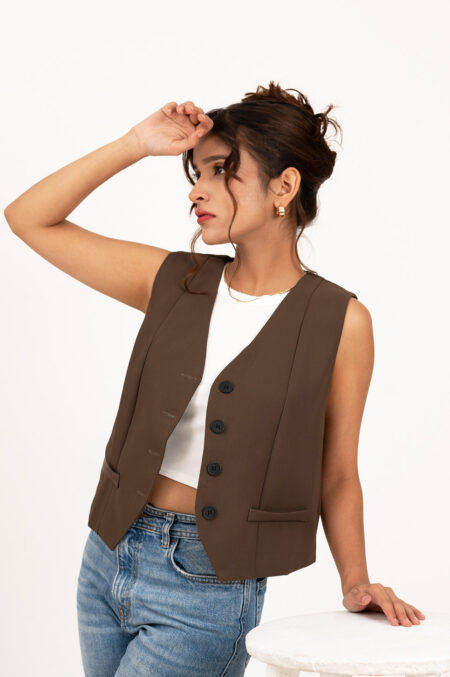 Elegant Élan Brown Waistcoat