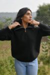 Half Zipper Knit Sweater (Black)